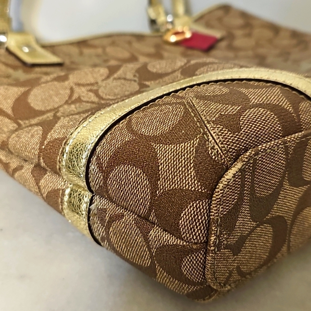 Coach Gold and Tan Tote Bag - Picture 10 of 12